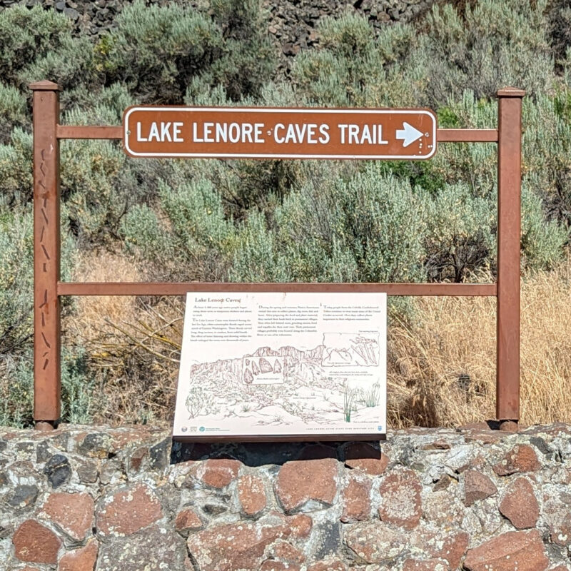 Lake Lenore Caves Trail interpretive sign