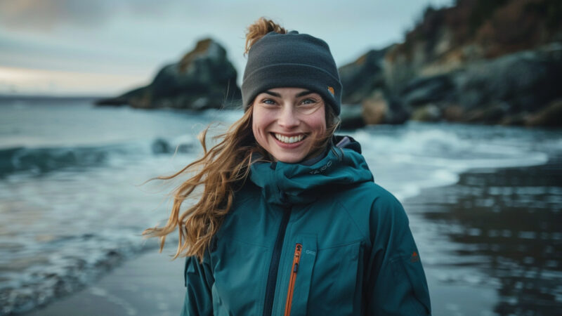 woman in a windbreaker